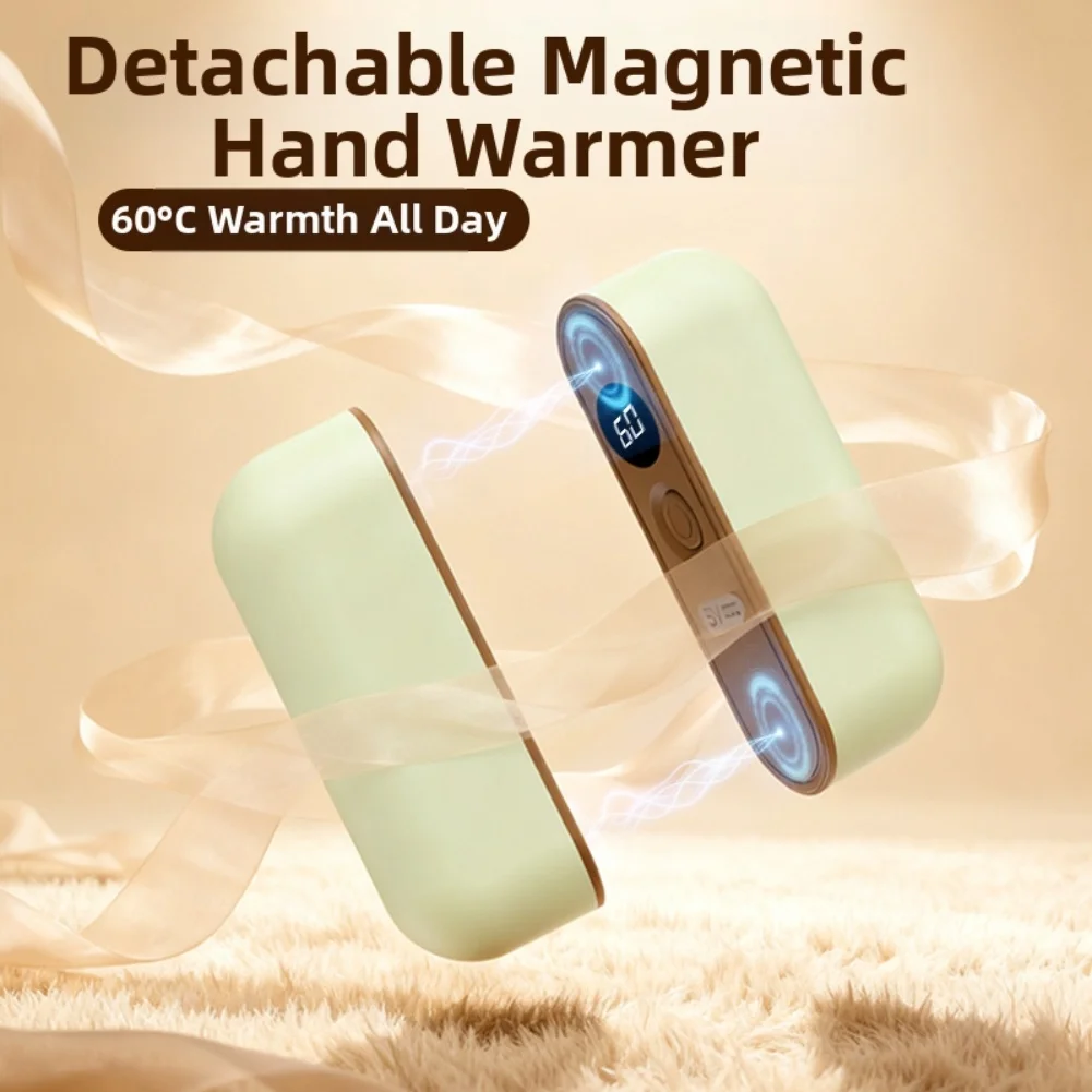 

Magnetic Hand Warmer 2in1 Digital Display Long-Lasting Warmth Fast Heating Electric Hand Warmer For Winter Double-sided Heating