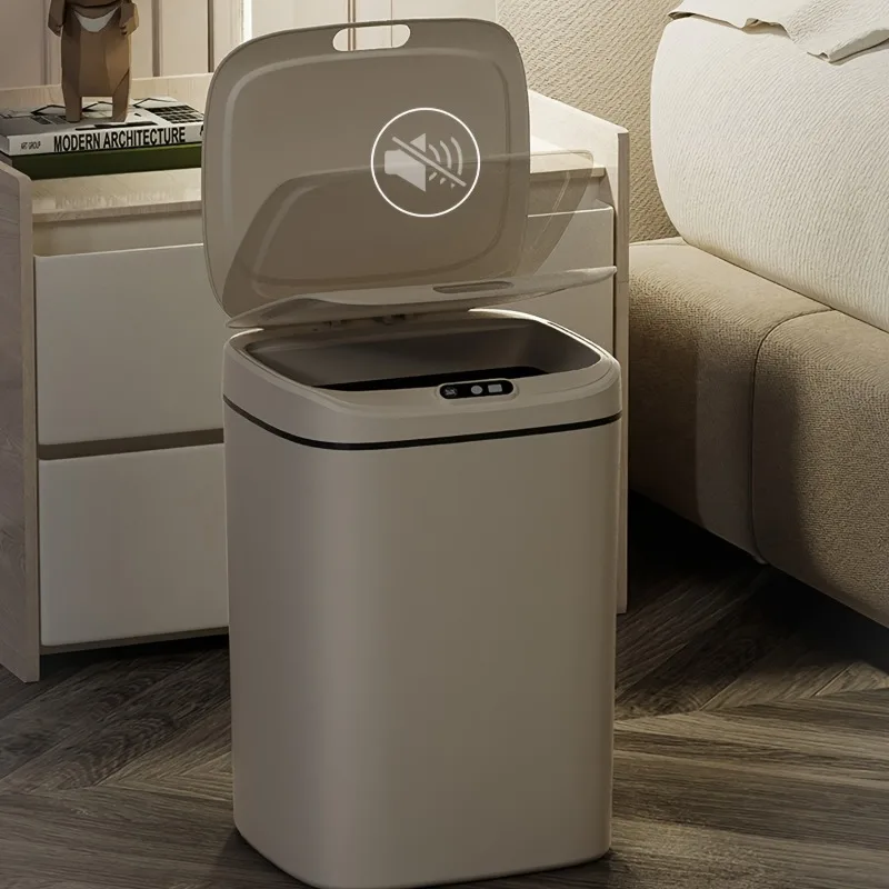 Smart Trash Can for Home Bedroom Kitchen Bathroom Dormitory High-looking Fully Automatic Induction Milky White Trash Can