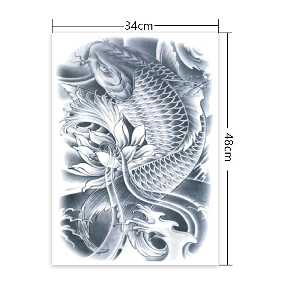 Full Back Large Tattoo Sticker Waterproof Temporary Tattoos Carp Lotus Dragon Buddha Fake Tatoo Body Art Painting For Men Women