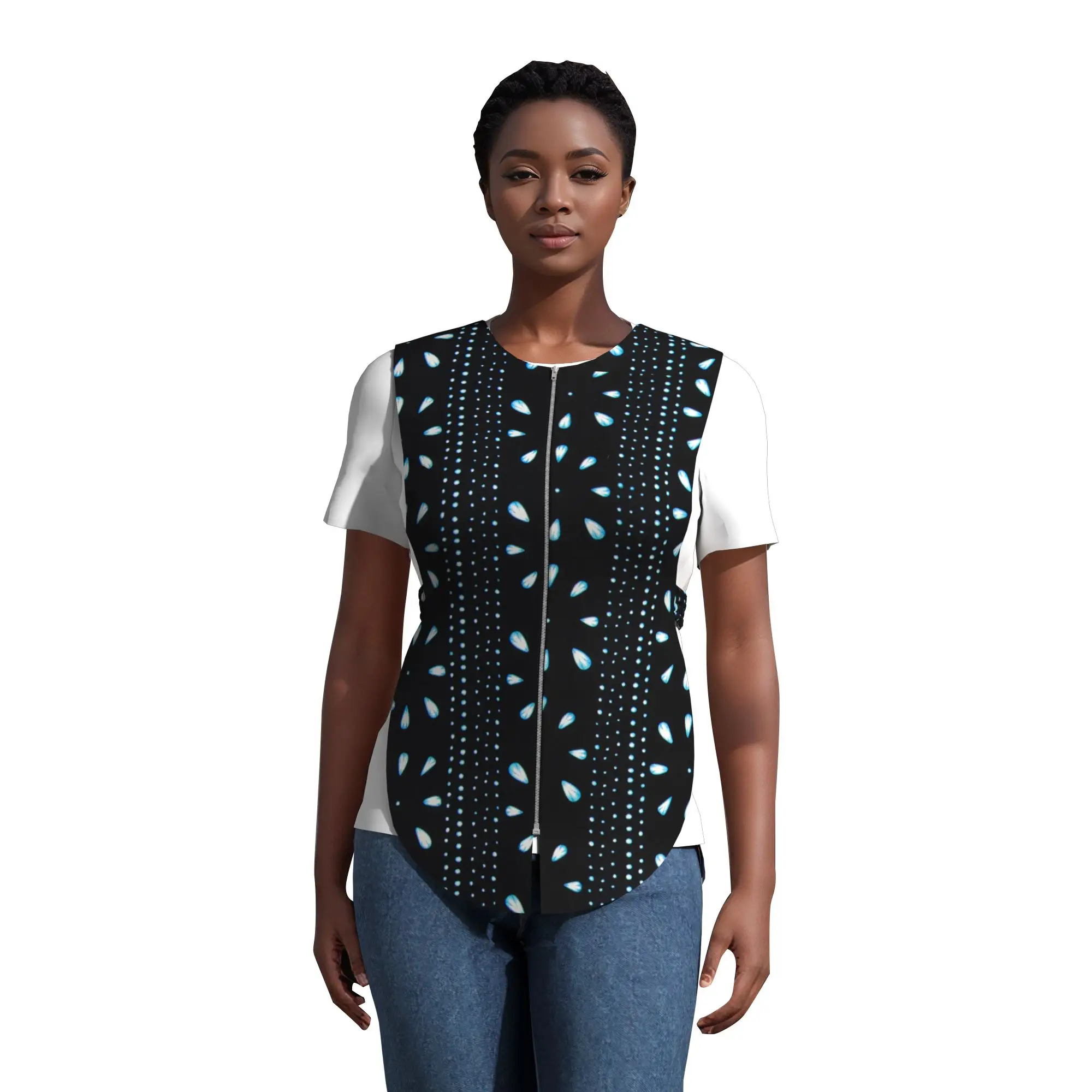 

Африканская одежда Bintarealwax для женщин, топы с африканским принтом в стиле Анкара, женские рубашки, рубашка с круглым вырезом Dashiki, летнее пальто WY10456