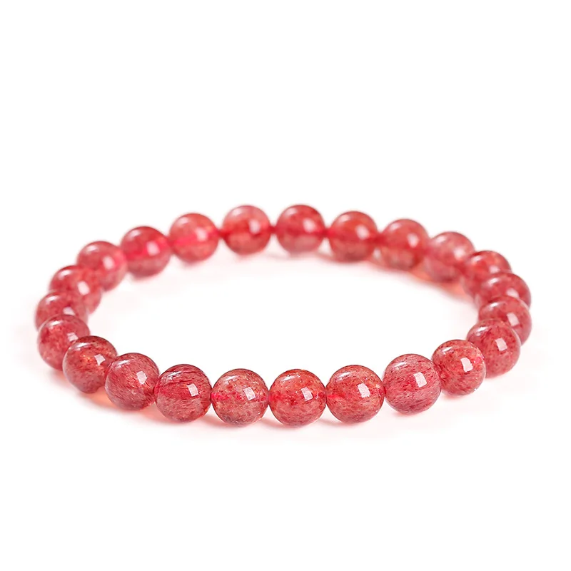 

Shinzue 7ANatural Old Mine Strawberry Quartz Bracelet Fashion Sweet Girls Round Bead Jewelry