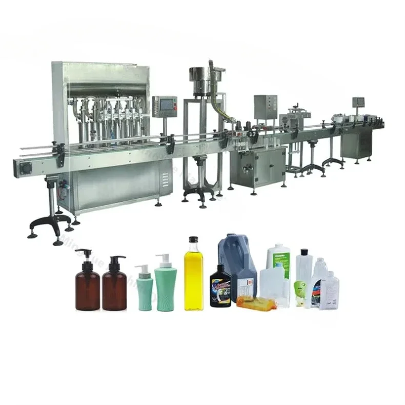 For monoblock shampoo and liquid cheMingyueal bottle filling capping and labeling machine automatic line equipment