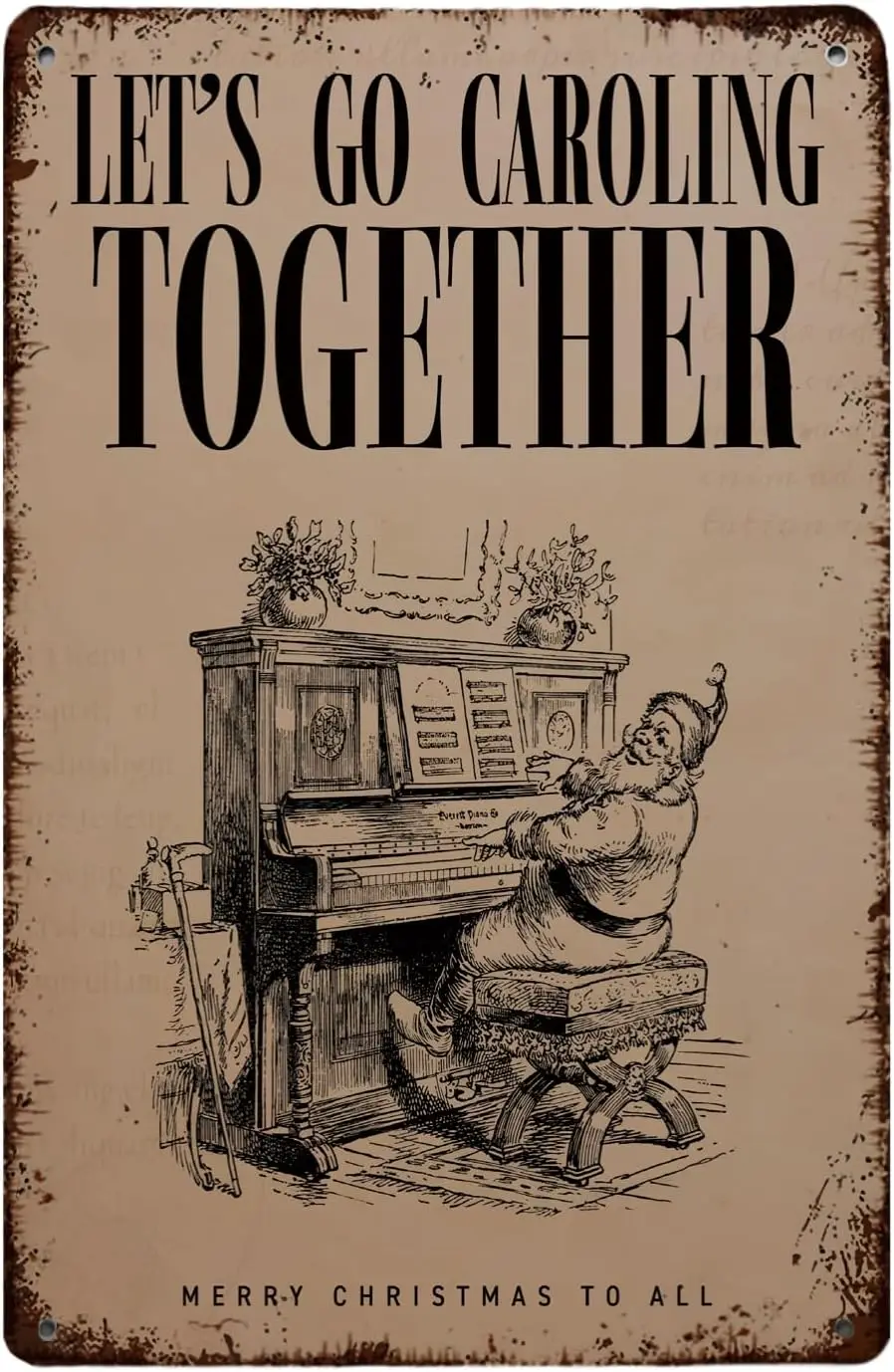 الرجعية مضحك عيد الميلاد ديكور ملصق معدني، خمر سانتا كلوز تين تسجيل جدار ديكور، عيد ميلاد سعيد لجميع بار نادي مقهى المنزل ليف #1