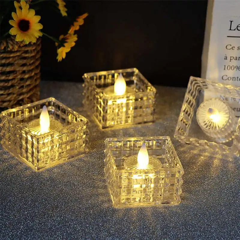 Vela de luz Led para Halloween, luces de té de cubo de 6 piezas, funciona con pilas, velas Led falsas, velas realistas sin llama para Halloween