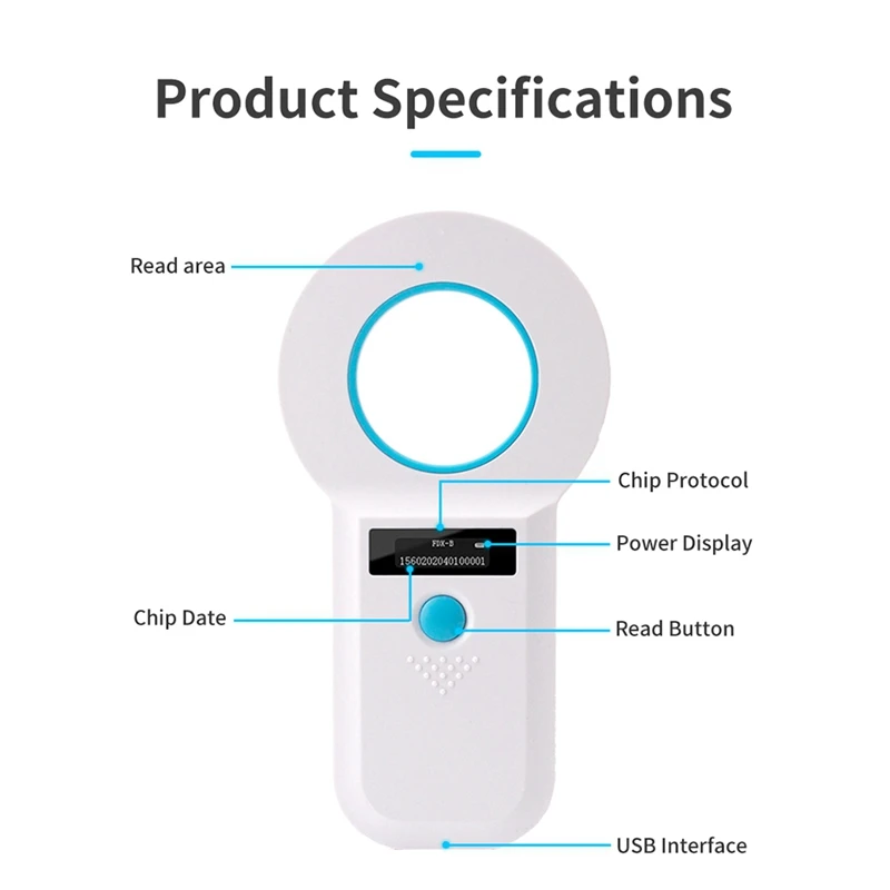 134.2Khz Dog Cat Reader For Animal Ear Tag Glass Chip RFID Handheld Microchip Reader Scanner For Pet Animals Easy Install A