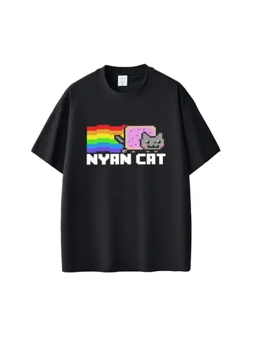 Game Rainbow Nyan Cat Funny Meme Women's T-shirt Fashion Casual T Shirt Unisex Cute Kawaii T-shirts Fans Gift Women's Clothing