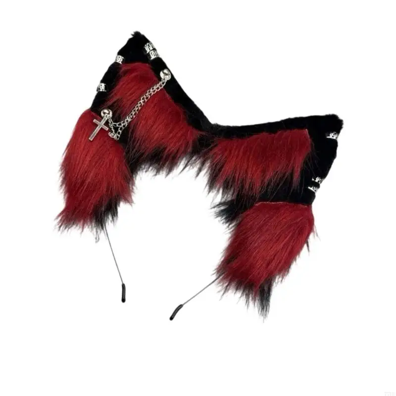 77HE Pelzige Tierohren-Kopfbedeckung für Kostümpartys für Erwachsene und Kinder