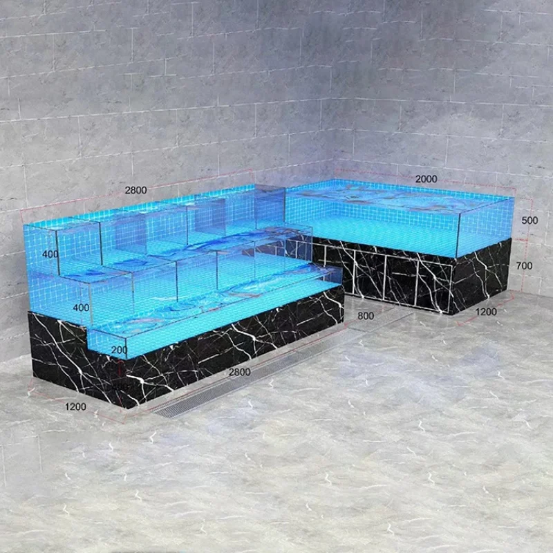 custom.China Factory Commercial Glass Aquarium Live Seafood Display Blue Crab King Crab Fish Restaurant Supermarket