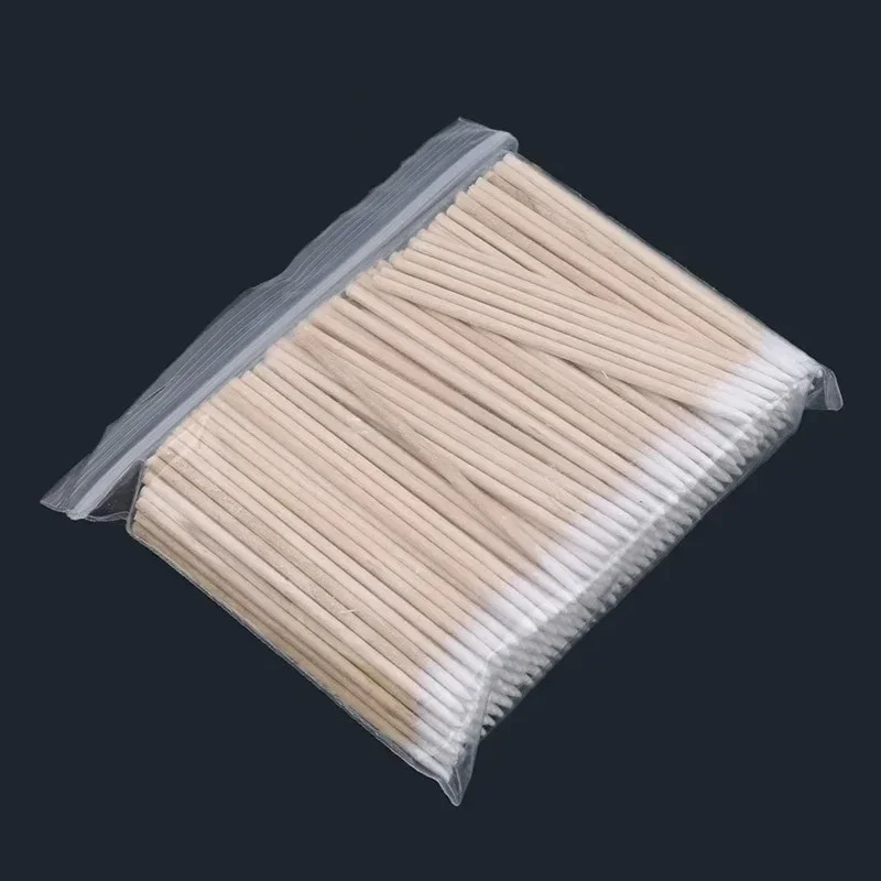 100/300/500pc Wooden Tip Cotton Stick Disposable Cotton Swab Multi-function Single Head Degreased Cotton Swab Tattoo Accessories