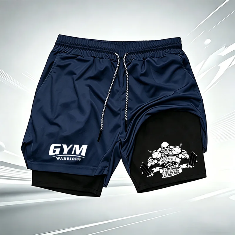 

2-in-1 Men's Performance Shorts New Sports Quick Drying Shorts with Pocket Comprehensive Summer Gym Fitness Running Short wx205