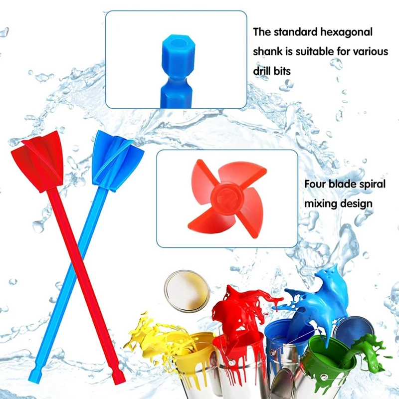 WISH 16 palette per miscelatore in resina, attacco per trapano per miscelatore di vernice in plastica riutilizzabile, agitatore per vernice per miscelatore per trapano in resina elicoidale per trapano