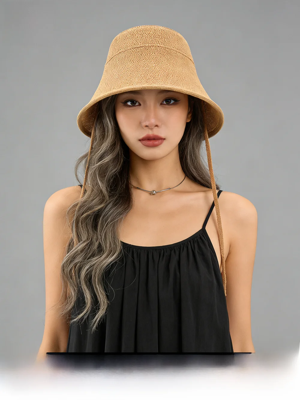 rouiiefao-large-brim-straw-hat-women's-summer-beach-vacation-sun-protection-fisherman-hat-breathable-outdoor-cap-polyester