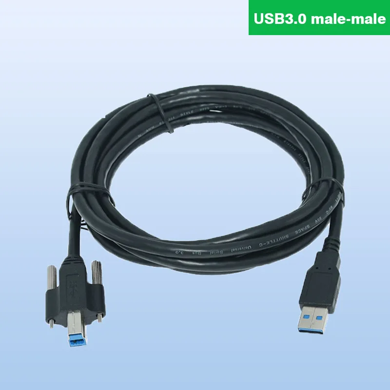 USB3.0 A Male To B Male Lock Data Cable Industrial Camera USB 3.0 Square Port High-flex Drag Chain Cable Printer Cable 19mm 22mm