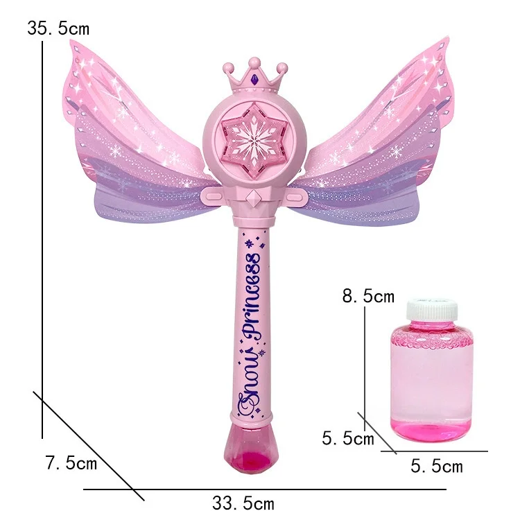 Princess Bubble Wands with Light Up & Music for Kids Girls Automatic Bubble Machine Makers Outdoor Party Birthday Bubbles Toys