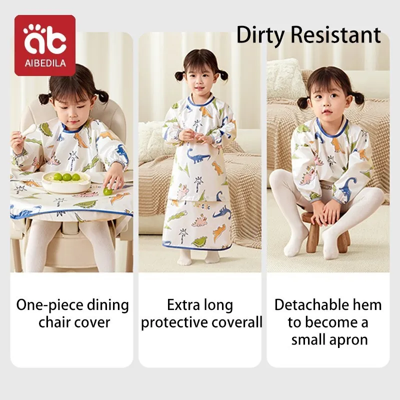 AIBEDILA Waterproof Eating Smock Infant Toddler Baby Long Sleeve Art Apron Smock Soft Baby Bib Burp Clothes Bibs for Kids Stuff