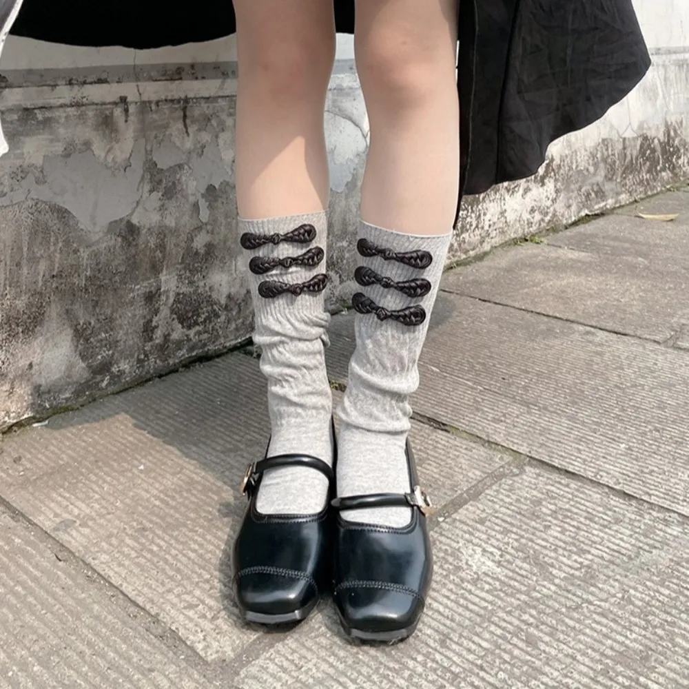 Breathable Chinese Style Frog Tube Socks Cotton Sweet Mid Calf Socks Hosiery Streetwear Lolita JK Stockings Girls