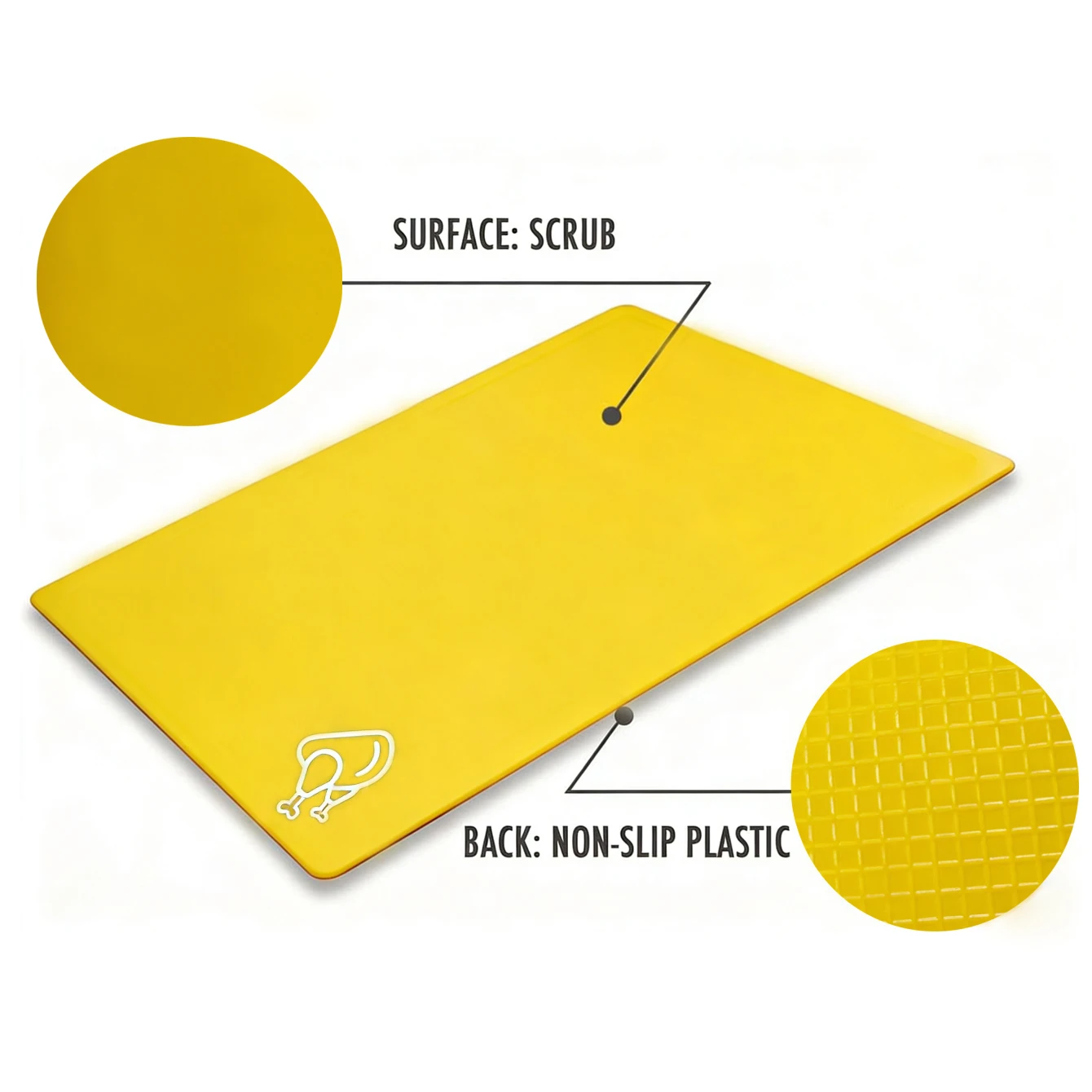 Icon style placemat, flexible plastic colored mat, cutting board, BPA free, non porous, non slip back, 4-piece set view 5