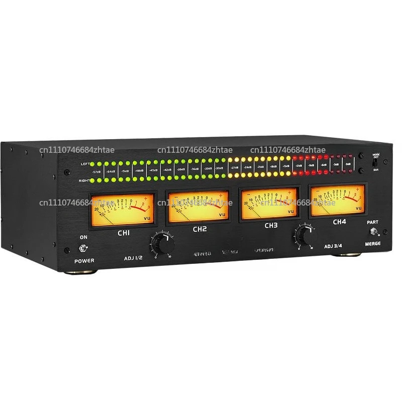 Switch Audio Distributor Four-Channel Analog VU Meter Voice Control/Line Dual Input Level Rhythm Lamp RCA/XLR