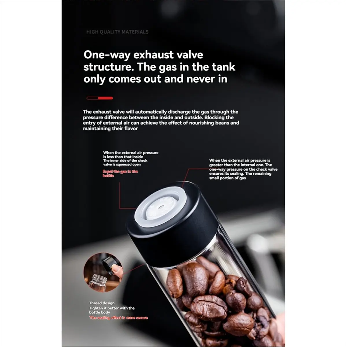 

Appliance Parts Single Dose Glass Jars Containers Airtight Sealed Borosilicate Aroma Valve 12 Holes Espresso with Coffee Bean Gl