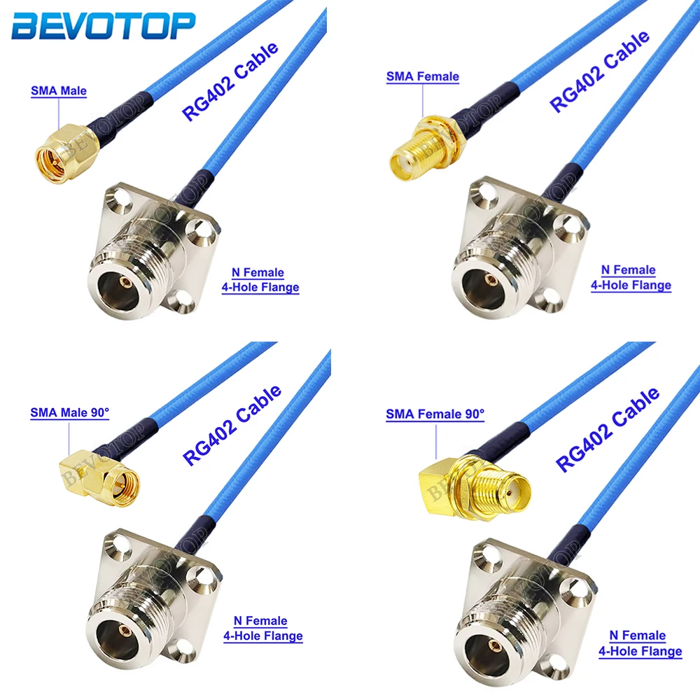 1Pcs Blue RG402 N Female Jack 4 Hole Flange to SMA Male/Female Connector N to SMA RG402 0.141