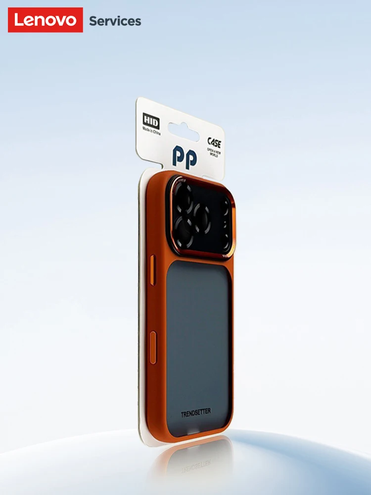 Lenovo luxe oranje schild mat transparant telefoonhoesje voor iPhone 16 17 Pro Max nieuwe metalen knoppen huidgevoel schokbestendige hoes - afbeelding 2