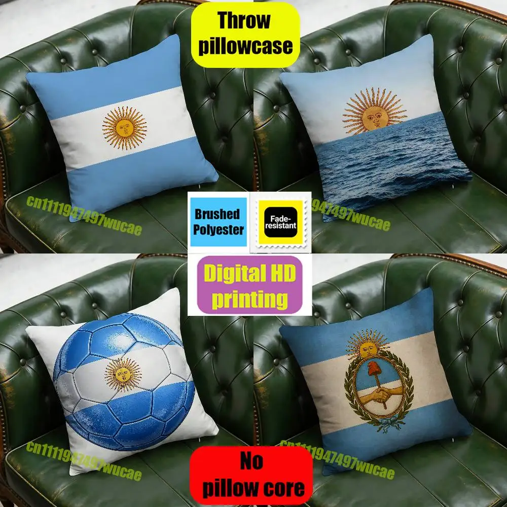 For Argentina Passport Flag Logo Throw Pillow Case 40x40cm Car Custom Square Pillowcase Pad Cushion Cover