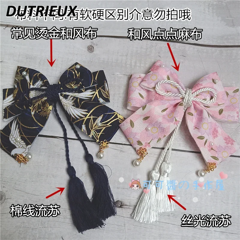 Original Hair Accessories Oversized Bow Hairpin Lolita Japanese Kimono Antique Duck Bill Clip Versatile Sweet Girls Hairclip