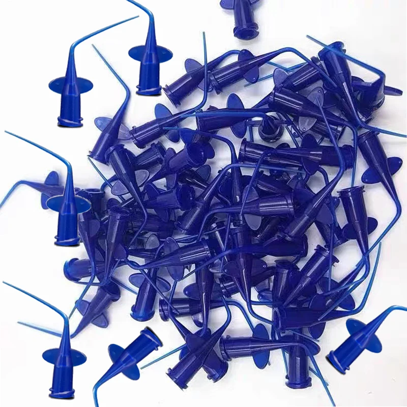 5/10/50/100 stücke zahn ärztliche Einweg-Plastiks pritz spitzen Endo-Spülung Wurzelkanal seitliche Spül nadel Ø 0,25mm blau/weiß – Detail 1