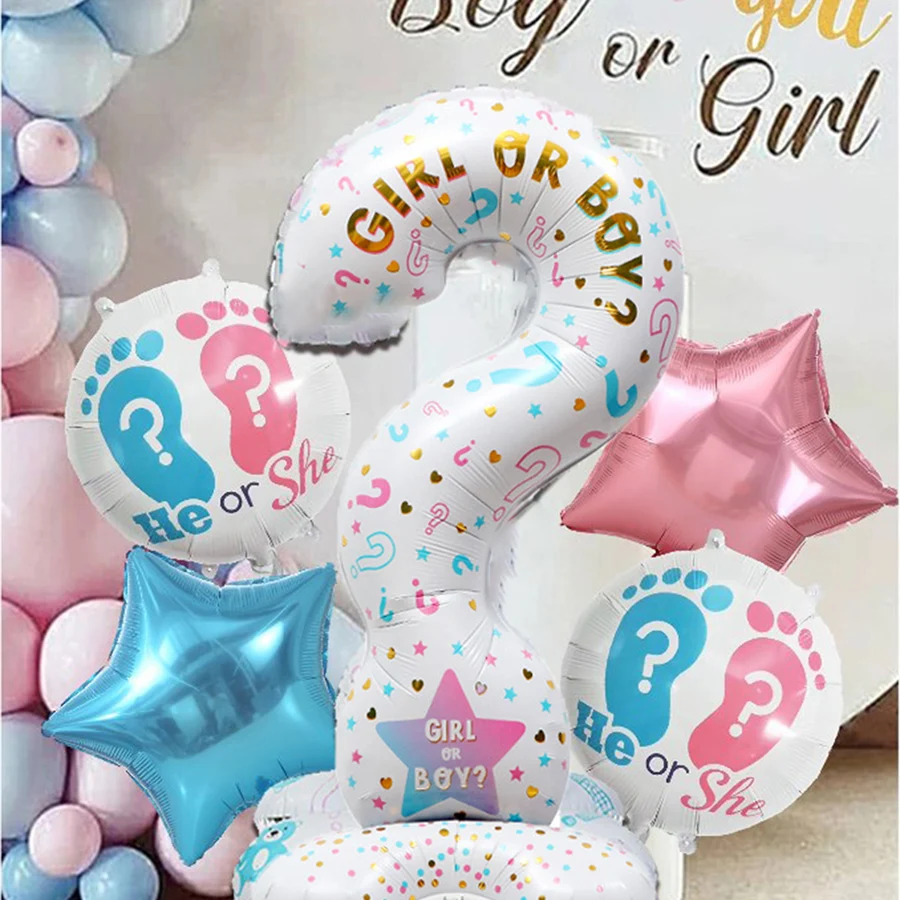 5pcs/set Gender Reveal Party Decoration Balloons Boy Or Girl Theme Birthday Celebration Supplies Indoor Party Decor Supplies