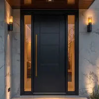 Best Selling High End Aluminum Alloy Entrance Door Anodized Finish Modern Hinged Doors Anti Theft Design Residential Doors 5