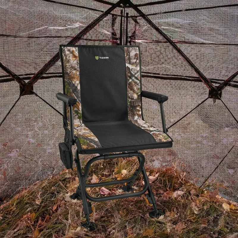 Chair Heated with Detachable Seat Cover & Battery, 360° Silent Swivel, Portable All-in-one Hunting Seat with Armrest