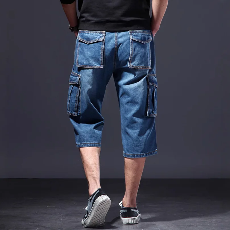 2025 summer new thin loose multi pocket workwear five quarter pants denim shorts seven quarter pants casual wide leg jeans men - Image 6
