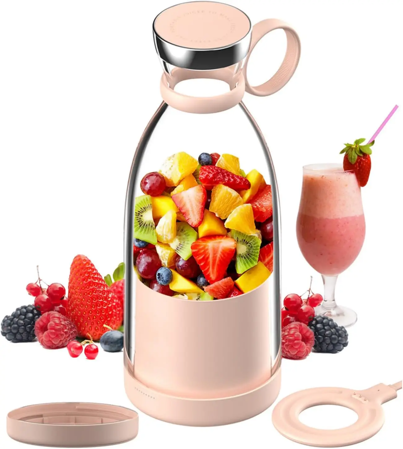 

Portable Blender for Shakes and Smoothies Travel Cup and Lid,Durable Stainless Steel Blades for Juice Blending Performance
