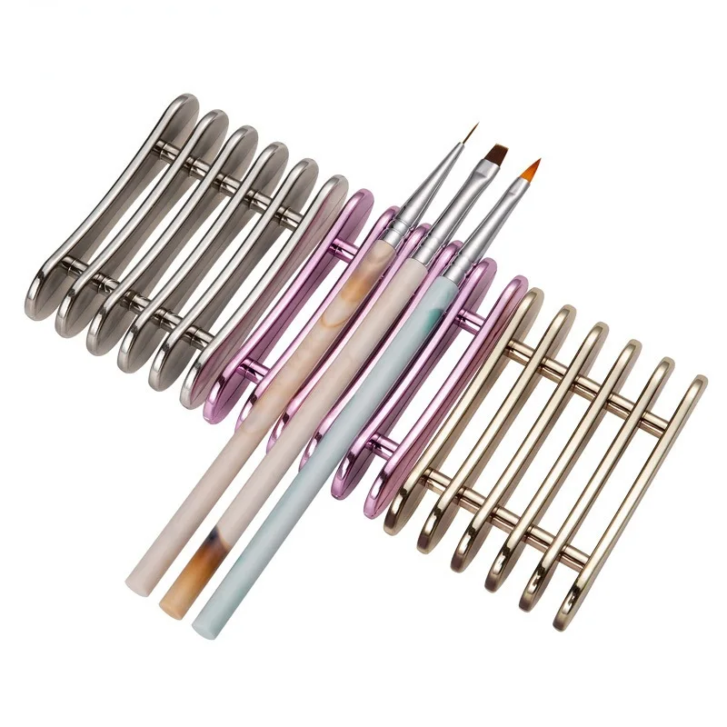 New Makeup Brush Nail Pen Rack 5-grid Electroplating Desktop Nail Tool Storage Rack Brush Cleaning and Drying Rack Beauty Tools image 4
