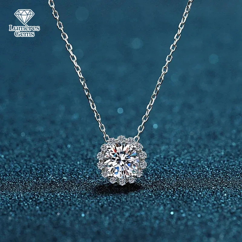 

Женская цепочка на ключицу с инкрустацией золотом 18 карат и бриллиантами, 1 карат, ожерелье с муассанитом PT950, платина, модный простой кулон