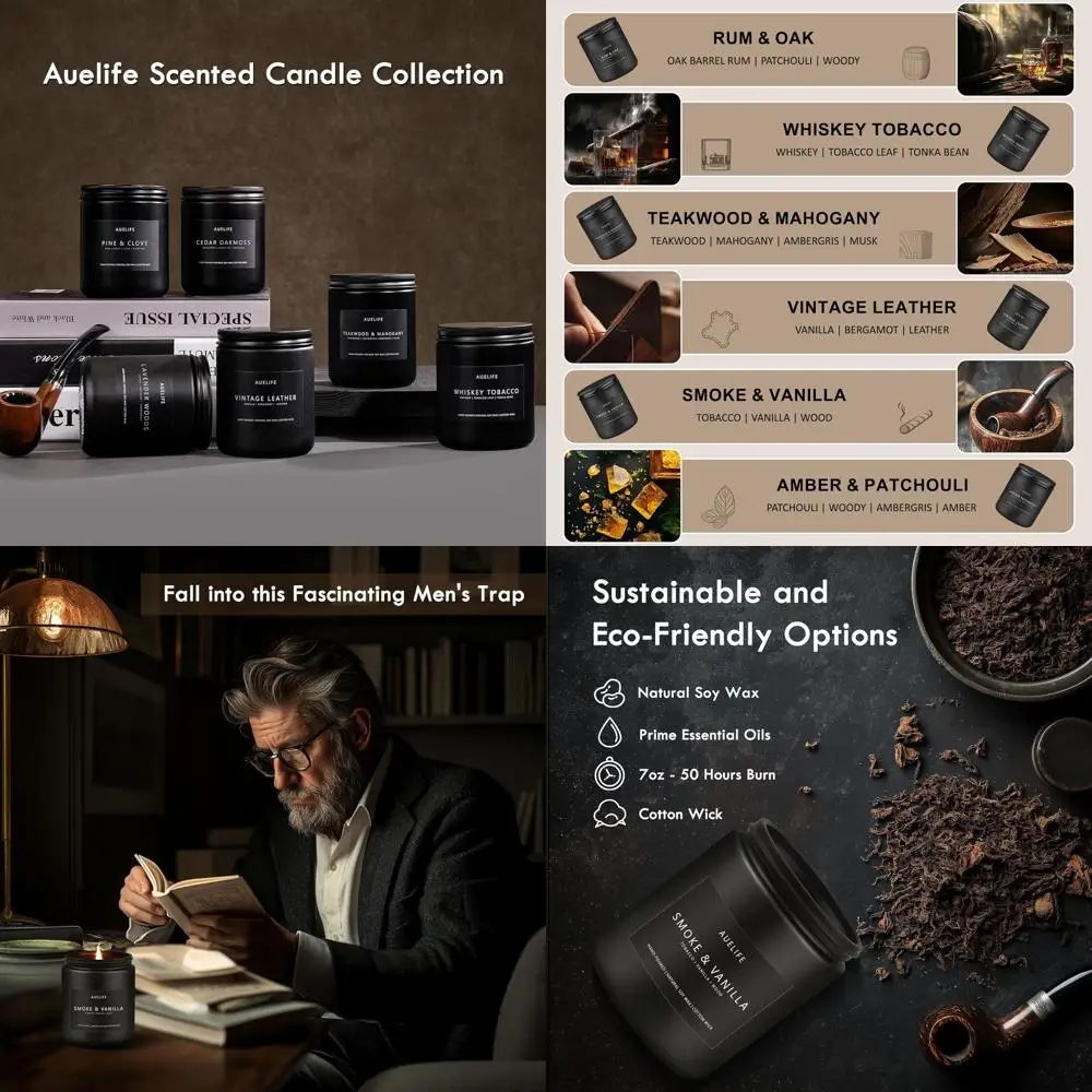 

Scented Candles Set | Gifts for Men - 6Pack Candle Set - Masculine Candle, Soy Candles for Home Scented, Aromatherapy Gift - Fra