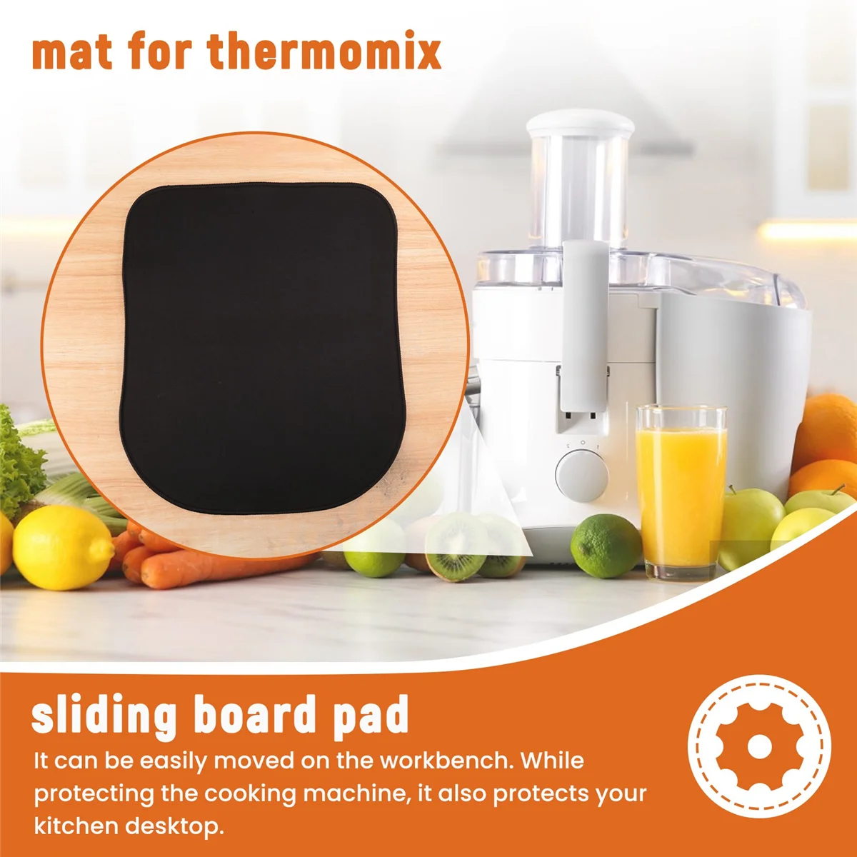 กระดานเลื่อนสำหรับ TM6 Thermomix TM5อุปกรณ์เสริมอันเดอร์เลย์กันลื่นทนทานสีดำสำหรับ TM6 TM5ตัวประมวลผลอาหาร Vorwerk