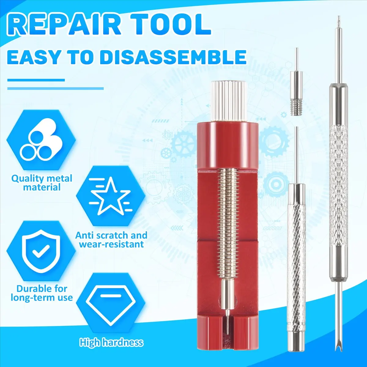 11Pcs/Set Watch Repair Link Remover Tool Hammer Pins Strap Tool Kit Y80A