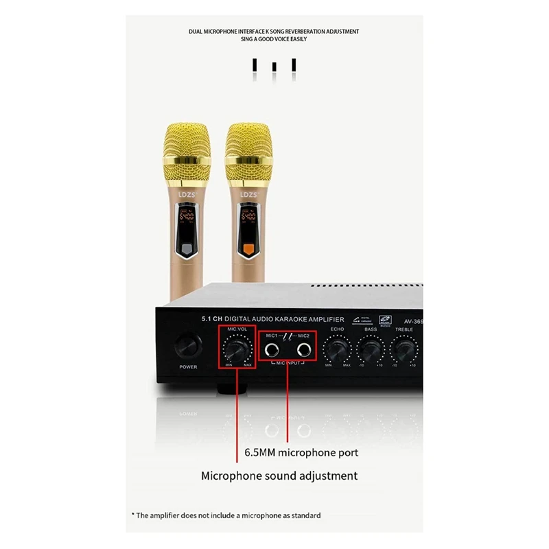 Amplifier HIFI 5.1 Channel, Subwoofer panggung daya tinggi, Teater rumah Bluetooth Radio, Amplifier luar ruangan