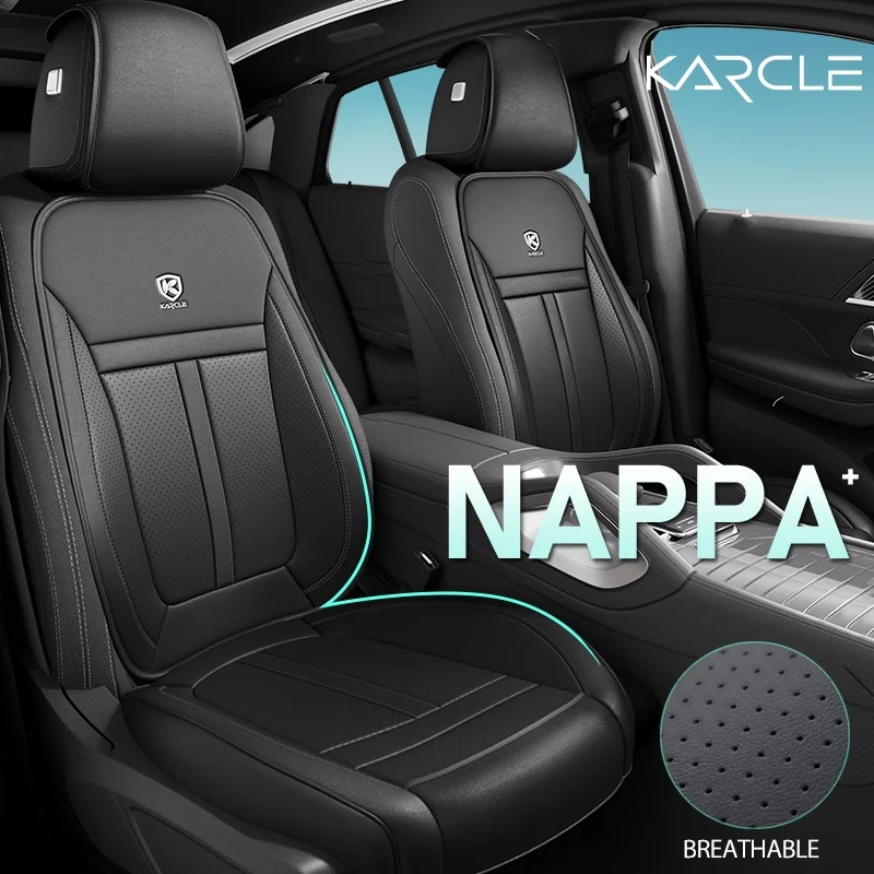 Car Seat Cover Punched NAPPA Leather Full Set Seat Protector Cover Universal Breathable Seat Cushion Auto Interior Universal Set