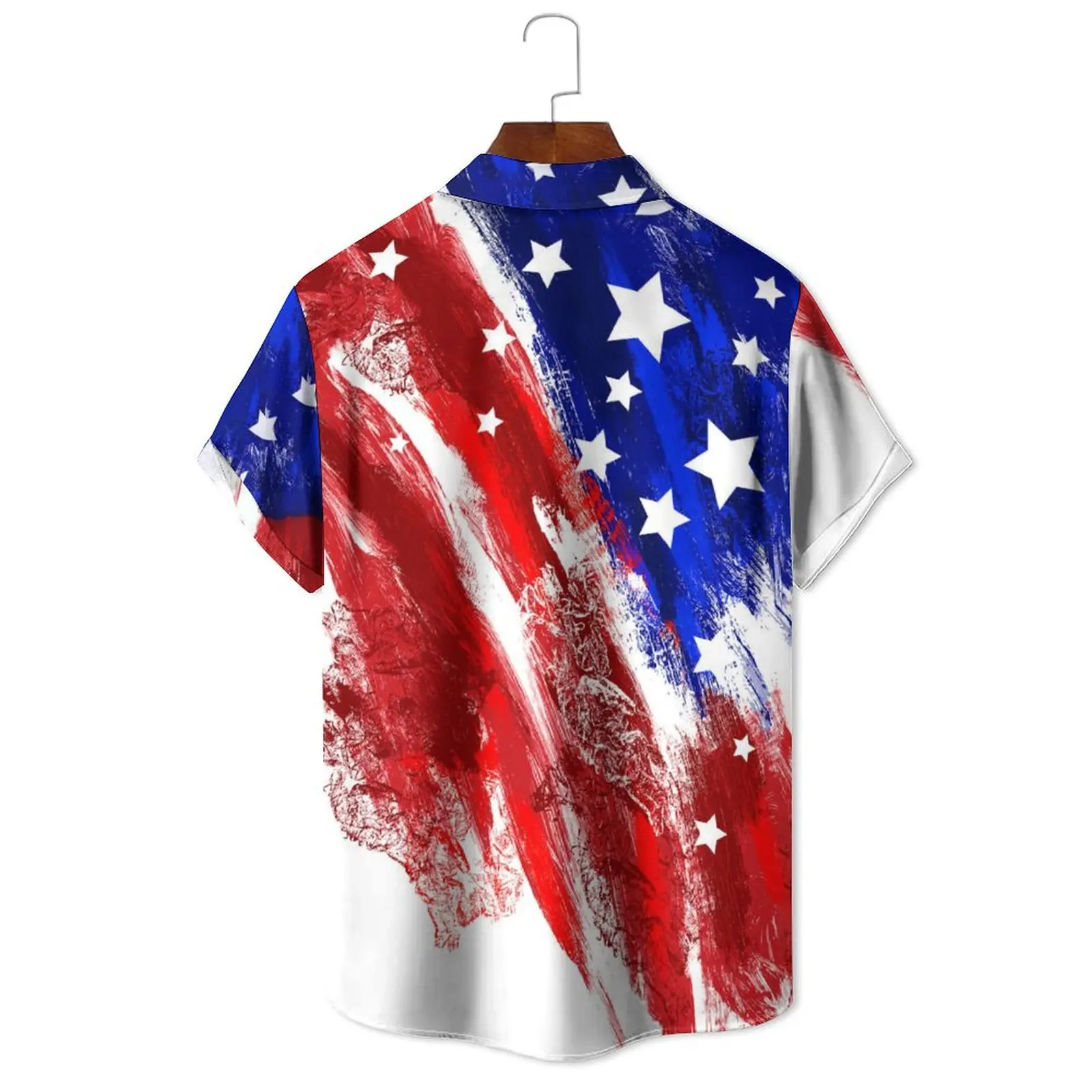 3D Printed American Flag Men's Shirt Summer Fashion Street Lapel Button Up Top High Quality Oversized Men's And Women's Clothing