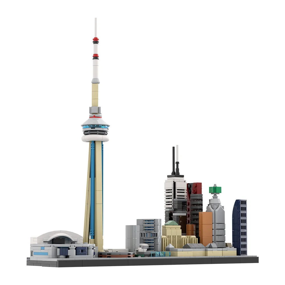 

MOC-220320 City of Toronto Skyline Model Building Blocks Rogers Centre The CN Tower Scotia Plaza Bricks Toy Adult Gift