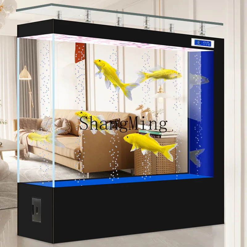 CL large living room household fish tank aquariumsquare bar tank gold crystal ultra-white glass