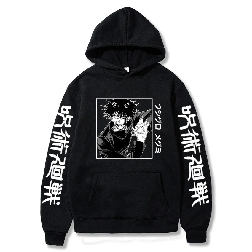 Japan Anime Jujutsu Kaisen Horror Fushiguro Megumi Manga Hoodies Men Harajuku Unisex Fashion Hip Hop Ulzzang Graphics Sweatshirt