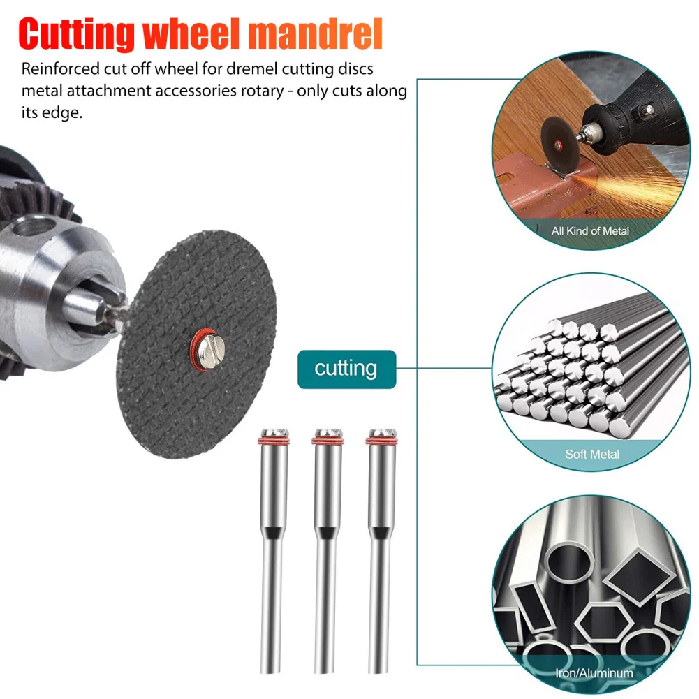 54 PCS Rotary Tool Cut Off Wheels With 4 Mandrels Rotary Fiberglass Reinforced Cutting Wheel Discs For Grinding Sanding