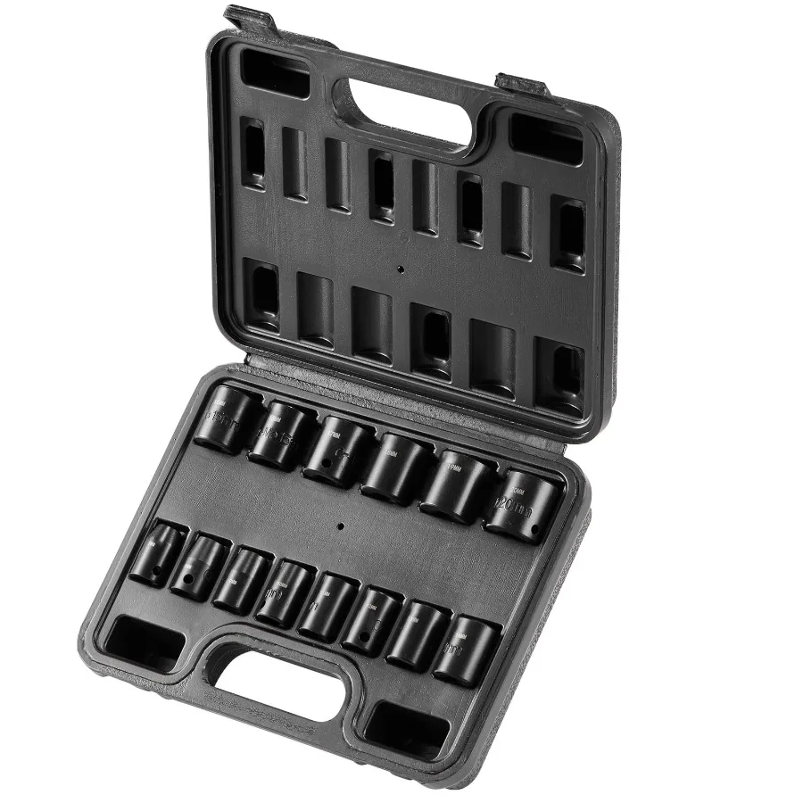 

14-Pc 3/8 Drive Metric Socket Set 7-20mm 6-Point Cr-Mo Steel for Vehicle Maintenance Clear Markings, Durable, Black Finish, Com