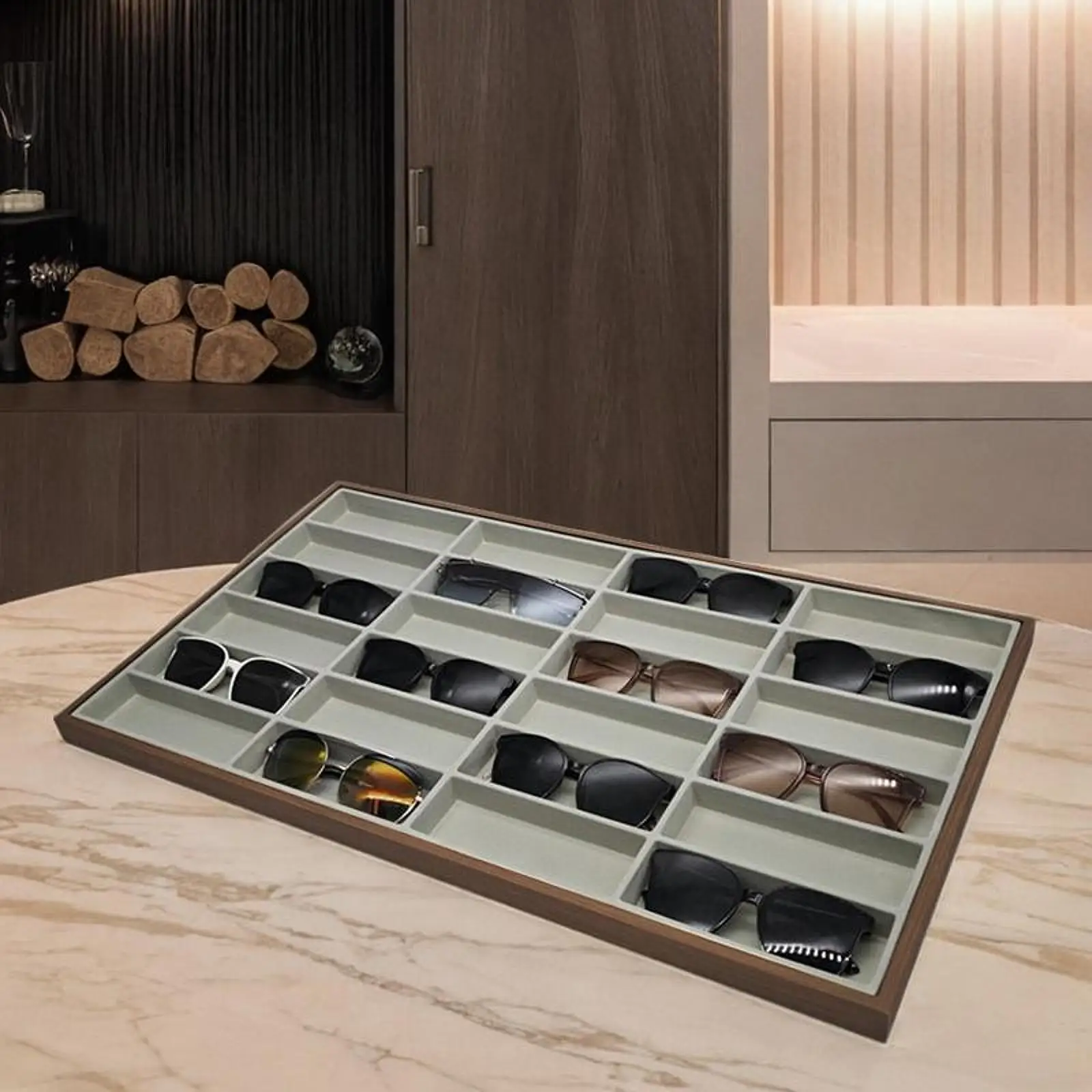 علبة عرض النظارات صندوق منظم النظارات المحمول القابل للتكديس للنظارات الشمسية وقلادة الخرز للاستخدام المنزلي الشخصي #3