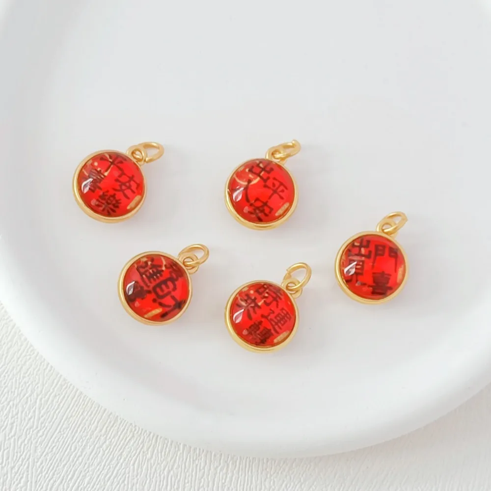 

Золотой аксессуар в древнем стиле, красный круглый двусторонний стеклянный капельный браслет ручной работы, подвеска-браслет «сделай сам»
