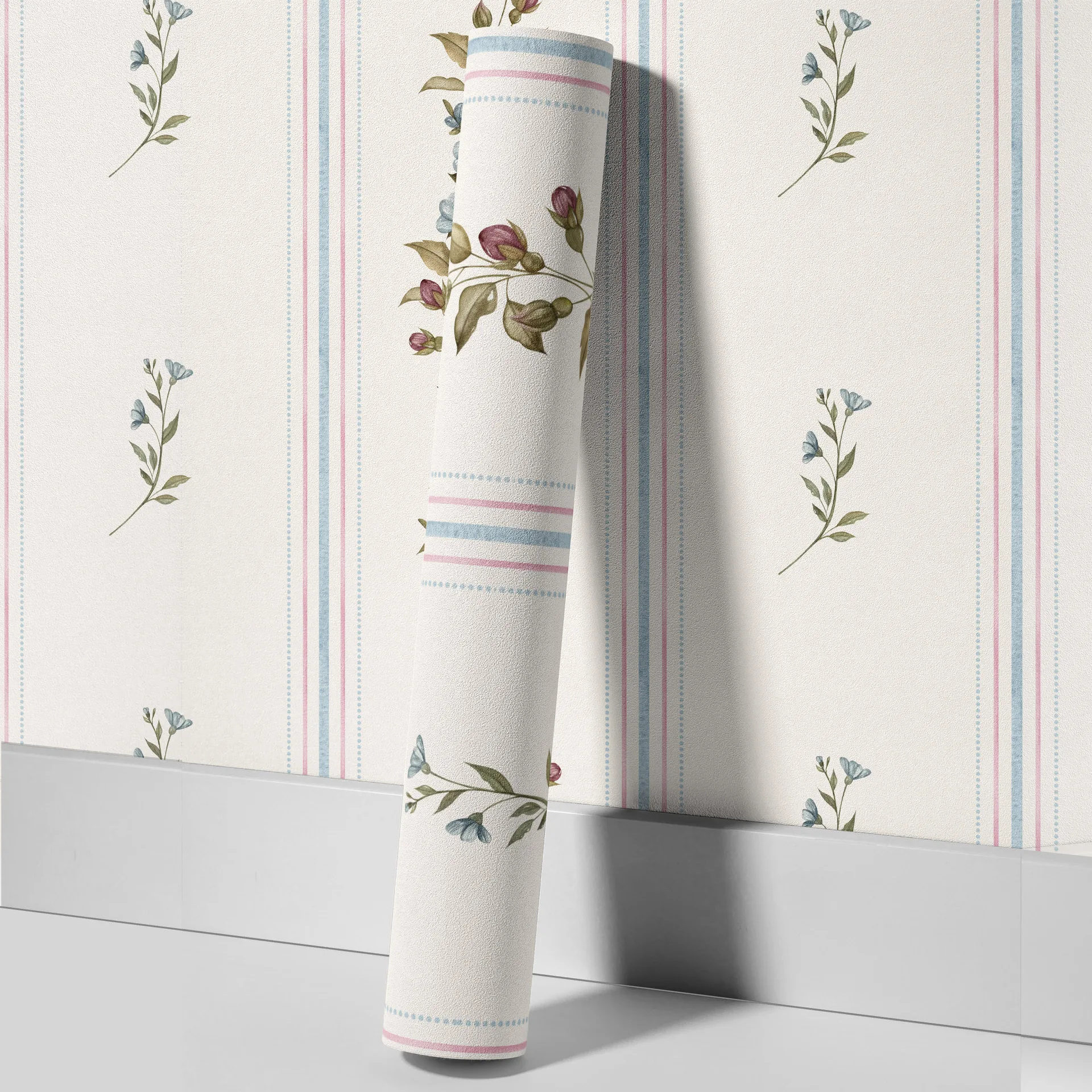 Peel and Stick Vertical Strped Wallpaper Floral Leaf Vintage Removable Wallpapers Self Adhesive Renter Bathroom Bedroom Vinyl