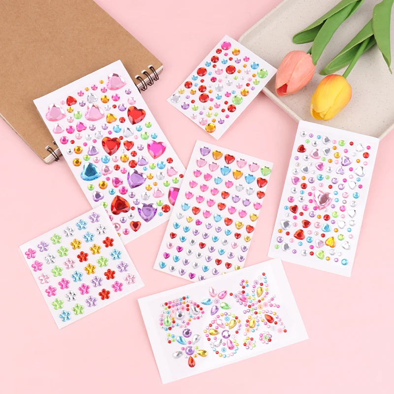 

3D Gem Acrylic Crystal Stickers DIY Phone Album Decoration Self Adhesive Jewel Crafts Sparkly Rhinestone Stickers Girls Gifts